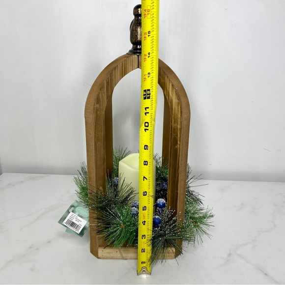 Indoor Hanging Wood Lantern LED Candle Decor - Picture 6 of 9